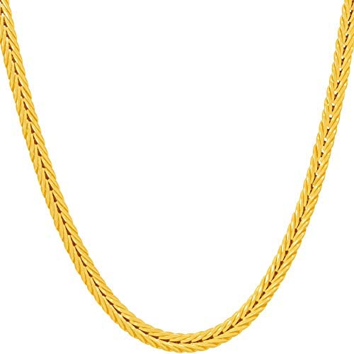 LIFETIME JEWELRY 3.5mm Franco Chain Necklace for Women Men 24k Real Gold Plated