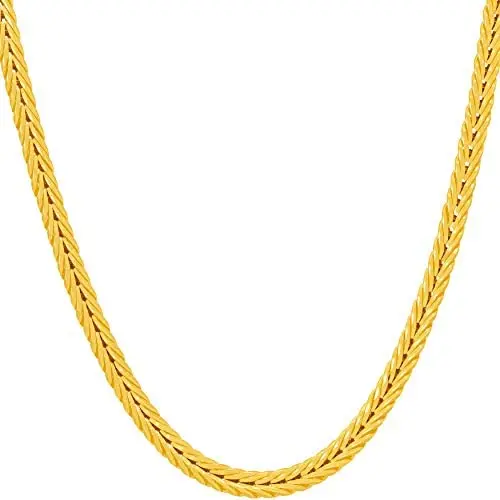 LIFETIME JEWELRY 3.5mm Franco Chain Necklace for Women Men 24k Real Gold Plated LIFETIME JEWELRY 3.5mm Franco Chain Necklace for Women Men 24k Real Gold Plated