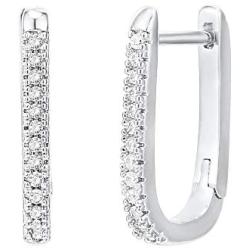 PAVOI 14K Gold Plated 925 Sterling Silver Cubic Zirconia U-Shaped Huggie Earrings in Rose Gold, White Gold and Yellow Gold