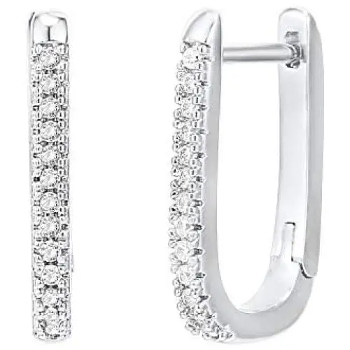 PAVOI 14K Gold Plated 925 Sterling Silver Cubic Zirconia U-Shaped Huggie Earrings in Rose Gold, White Gold and Yellow Gold