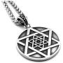 Warvik Jewish David Star Illuminati Necklace Spiritual, Stainless Steel Jewelry Mens Womens Wheat Chain 20/28inch