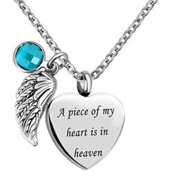 LovelyCharms Love Heart Angel Wings Urn Necklace for Ashes Stainless Steel Keepsake Memorial Cremation