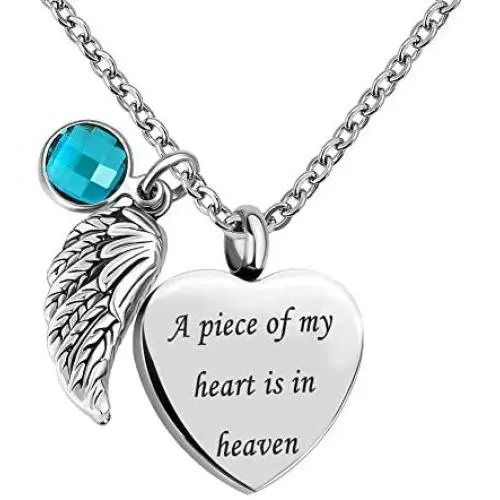 LovelyCharms Love Heart Angel Wings Urn Necklace for Ashes Stainless Steel Keepsake Memorial Cremation LovelyCharms Love Heart Angel Wings Urn Necklace for Ashes Stainless Steel Keepsake Memorial Cremation