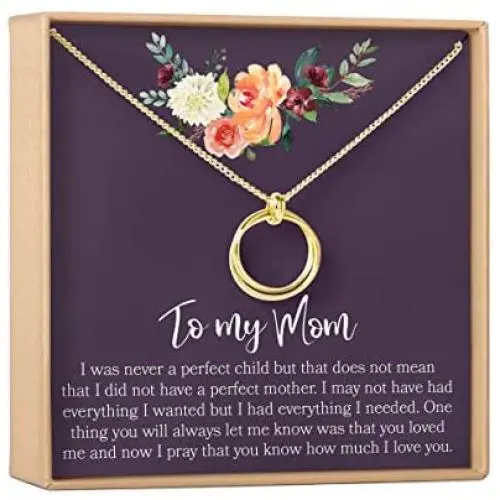 Dear Ava Mom Gift Necklace: Mother Daughter Jewelry, Thank You Mom, 2 Linked Circles