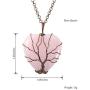 Top Plaza Natural Rose Quartz Healing Crystals Necklace Bronze Tree Of Life Wire Wrapped Stone Heart Pendant Necklaces Reiki Quartz Jewelry for Womens Girls Ladies