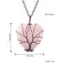 Top Plaza Natural Rose Quartz Healing Crystals Necklace Bronze Tree Of Life Wire Wrapped Stone Heart Pendant Necklaces Reiki Quartz Jewelry for Womens Girls Ladies