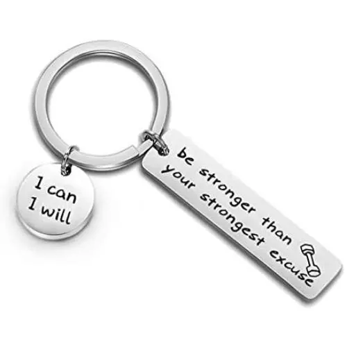 Zuo Bao Bodybuilding Jewelry Fitness Keychain Be Stronger Than Your Strongest Excuse Gym Jewelry Gift for Men Women Zuo Bao Bodybuilding Jewelry Fitness Keychain Be Stronger Than Your Strongest Excuse Gym Jewelry Gift for Men Women