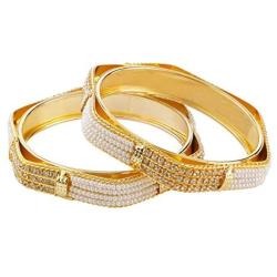 Efulgenz Indian Style Bollywood Traditional Gold Plated Faux Pearl Wedding Bracelet Bangle Set Jewelry
