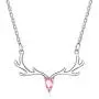 Yesmini Antler Pendant Necklaces - 925 Sterling Silver Necklace with 5A Cubic Zirconia, Minimalist Style Clavicle Chain with Reindeer Charm, Slider Adjustable Necklaces for Women and Girl