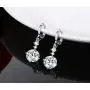Drop Dangle Earrings Leverback 9MM 2.75ct and 2pcs Small CZ Cubic Zirconia Design 14K White Gold Plated with Hypoallergenic Hoops Gorgeous Gift for Women and Girls