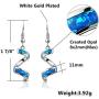 CiNily Sterling Silver Plated Dangle Drop Earrings for Women Opal Hook Earrings Birthstone Spiral Ribbon Dangle Earrings