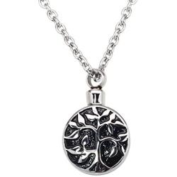 Tree of Life Cremation Urn Jewelry Necklace & Pendant for Ashes w/Funnel Filler Kit Black