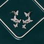 AOBOCO Dancing Butterflies Earrings Sterling Silver Earrings Embellished with Crystal from Austria, Hypoallergenic Dangle Drop Earrings, Fine Jewelry Gifts for Women