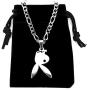 Upside Down Playboy Bunny Necklace, on 20'' Figaro chain, Pure 304 Stainless Steel, Playboi Chain Rabbit Tattoo Symbol Charm Pendant Jewelry Gift 20'' (50.8cm) Curb Chain