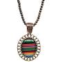 Elosee Turquoise Stone Framed Serape Glass Bubble Pendant Native Pearl 24 Inch Long Necklace