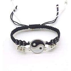 2 Pcs Matching Yin Yang Bracelet Set Dainty Tai Chi Hand Woven Bracelet Set Adjustable Cord Bracelet Best Friend Bracelets for Women Girls Friendship Jewelry