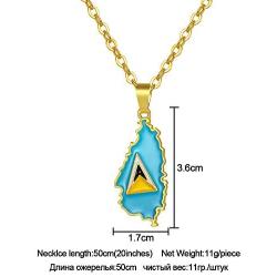 Saint Lucia Map Flag Necklace for Women Girl Gold Color Stainless Steel Jewelry St. Lucia Pendant Chains Jewellery