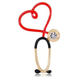 XUNER Nurse Stethoscope Pins Cuterus Heart-Shaped Pins Lapel Pin Personality Medical Jewelry for Women Nurse Accessories Gifts Hat Lapel Pins