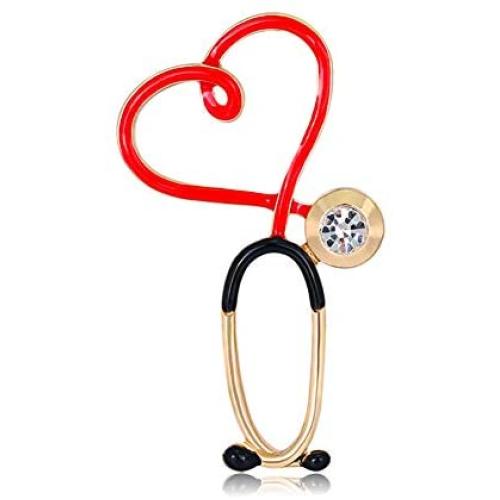 XUNER Nurse Stethoscope Pins Cuterus Heart-Shaped Pins Lapel Pin Personality Medical Jewelry for Women Nurse Accessories Gifts Hat Lapel Pins