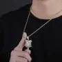 TOPGRILLZ Iced Out Lab Simulated Diamond Bling Bubble Rose Pendant Necklace for Women Men Fashion Valentine Gifts