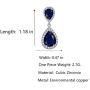 Scarlvambo Womens Cubic Zirconia Teardrop Pierced Dangle Wedding Earrings Silver-Tone