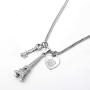 Pairs Eiffel Tower Necklace for Women Men Heart Key Pendant Silver Black/Platinum Plated Jewelry Long Chain