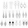 LAIMALA 12 Pairs Drop Dangle Earrings Boho Fashion Jewelry Vintage Statement Bohemian Silver Earrings Set Women Girls For Valentines Day/Birthday Gifts