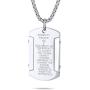 Bling Jewelry Personalize Inspirational Message Religious Mantra Stackable Military Style Serenity Prayer Dog Tag Pendant Necklace for Men Teen Silver Tone Stainless Steel