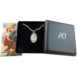 St Christopher Pewter Medal on a Stainless Steel Chain with Holy Card Gift Boxed Set