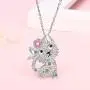 Bolelis Color Kitty Cat Necklace - 925 Sterling Silver Cute Cat Pendant Necklaces for Christmas Jewelry Gift for Little Girls Cat Lover Daughter