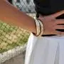 Caratina 14k Gold and Rose Gold Plated double omega ring intertwined stackable joy bracelet for women Caratina 14k Gold and Rose Gold Plated double omega ring intertwined stackable joy bracelet for women