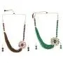 Efulgenz Fashion Chunky Multi Layered Faux Pearl Crystal Floral Statement Necklace Earrings Costume Jewelry Set (Color Options)