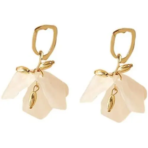 Sinkcangwu Unique Design White Folowers Dangle Earring for Women Charming Wedding Jewelry Party Acrylic Floral Drop Earring Sinkcangwu Unique Design White Folowers Dangle Earring for Women Charming Wedding Jewelry Party Acrylic Floral Drop Earring