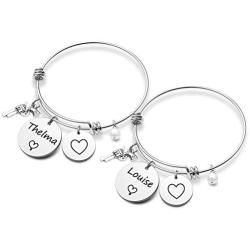 Eigso Thelma and Louise Gift Best Friends Keychain Bracelet Friendship Jewelry Pistol Gun Charm Friendship Gift