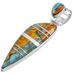Spiny Turquoise Pendant Necklace in Sterling Silver 925 (Select Style)
