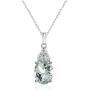 Sterling Silver Aquamarine and White Topaz Oval Pendant Necklace