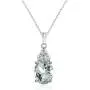Sterling Silver Aquamarine and White Topaz Oval Pendant Necklace Sterling Silver Aquamarine and White Topaz Oval Pendant Necklace