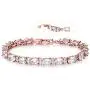 GULICX Rose Gold Plated Clear CZ Stone Cubic Zirconia Women Tennis Bracelet