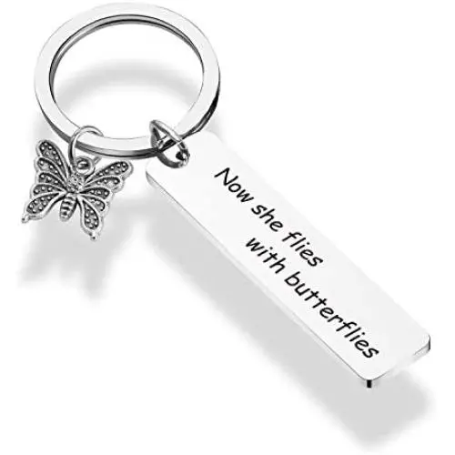 WENATA Butterfly Memorial Bracelet Sympathy Gift Now She Flies with Butterflies Loss of a Loved One Jewelry Gift Remembrance Gift