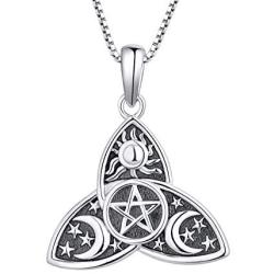 FJ Womens Hecate Necklace S925 Silver Wiccan Pagan Goddess Necklace Literary Jewelry