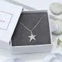 ELEGANZIA Sterling Silver Star Necklaces for Women Teen Girls, Cubic Zirconia Minimalist Friendship Necklace gifts for her