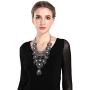 Zhenhui Statement Necklace for Women - Fashion Silver Long Bohemian Indian Jewelry Oxidized Chunky Necklace for Women Big Bib Ethnic Costume Jewelry (1)