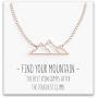 Happy Kisses Mountain Necklace for Women with Snow Top – Pendant Gift for Skiers, Hikers, Campers, Climbers and Nature Lovers – Silver, Rose Gold & Gold