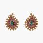 Tarinika Makul Antique Gold-Plated Indian Jewelry Set with CZ pendant Necklace and Earrings - Red Green