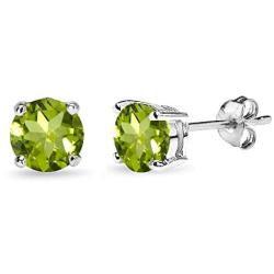 Sterling Silver 6mm Round-Cut Solitaire Stud Earrings, Choice of 12 Colors