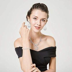 ORAZIO Crystal Bridal Jewelry Set for Prom Wedding Bride Bridesmaids Vintage Rhinestone Necklace Earrings Bracelet Comb for Women