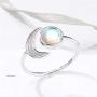 Sun Moon Open Rings Moonstone Gemstone Crescent Moon Finger Rings Mermaid Tail Statement Rings for Women Girls Birthstone Jewelry