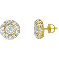 Mens Ladies 14K Gold Over Silver Lab Diamond Earrings Screw Back Studs Iced Out aretes para hombre - Mens Earrings, Screw Back, Mens Jewelry, Hip hop Earring