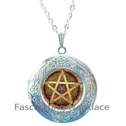 Pentagram Locket Necklace, Pentacle Locket Necklace,Small Pentagram Locket Necklace, Wiccan, Pagan, Wiccan Jewelry, Pentagram Locket Pendant，AQ184