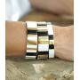 Cedar & Ink Enamel Tile Stackable Bracelet - Stretch Tila Color Block - Rectangle Square Dome Oval Arrow